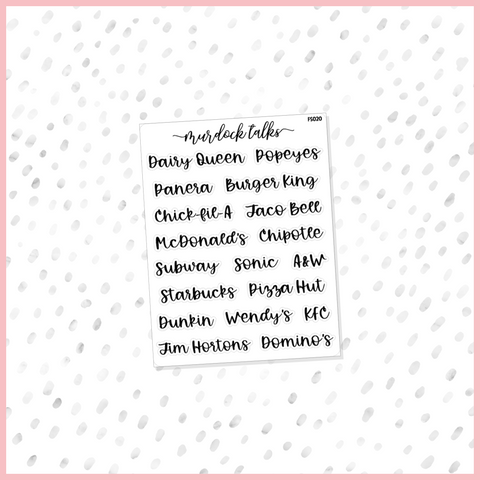 Fast Food Script Sampler || FOIL